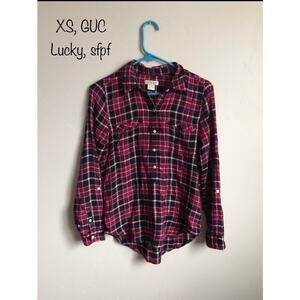 Lucky Brand XS Plaid Flannel Button Down Top